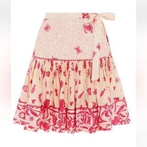 NEW Alemais Esmerelda Silk Embroidered Mini Skirt Fuchsia Crab Mermaid Size 2